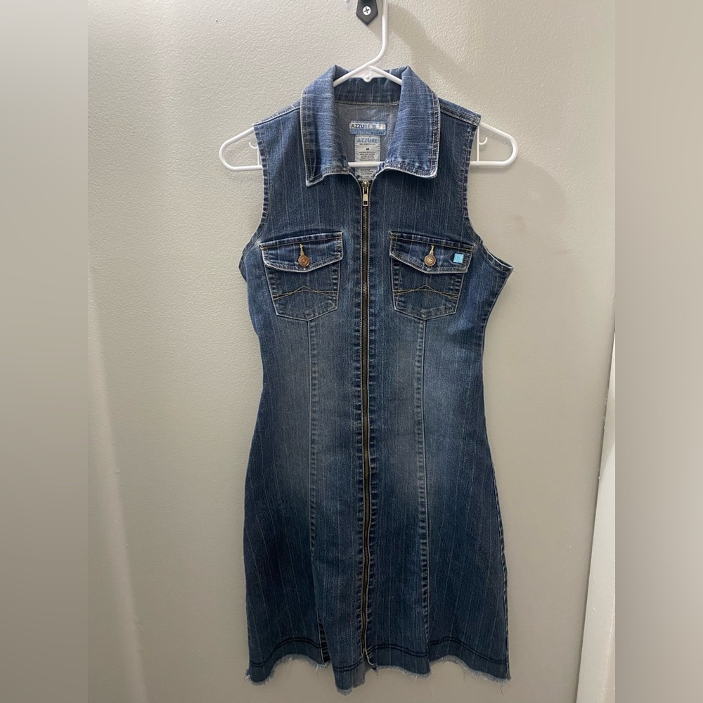 Classic Blue Denim Zip-Up Dress